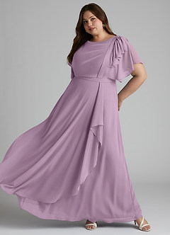 Azazie Aaliyah Modest Bridesmaid Dresses A-Line Scoop Pleated Chiffon Floor-Length Dress image8