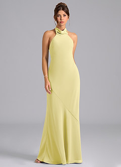 Azazie Velli Bridesmaid Dresses Lemon Sorbet Mermaid Bow Chiffon Dress image6