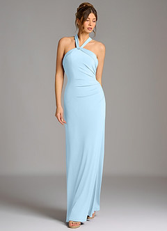 Azazie Valentina Bridesmaid Dresses Sky Blue Mermaid Pleated Premium Stretch Jersey Dress image1