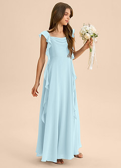 Azazie Carmin Junior Klä av A-Line i Chiffong Rynkad image6