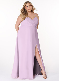 Azazie Everleigh Abiti da Damigella Abito A-Line in Chiffon con Scollo a Cuore a Pieghe Lilla Glassato image8