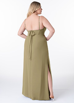 Azazie Mai Bridesmaid Dresses Moss Green Sheath Pleated Chiffon Dress image9