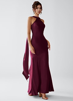 Veronica Cabernet Luminous Satin Maxi Dress image4