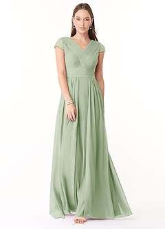 Azazie Organa Bridesmaid Dresses Dusty Sage A-Line Pleated Chiffon Dress image1
