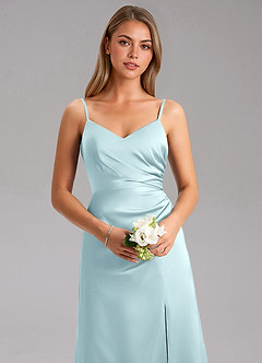 Azazie Azuree Brudtärnklänningar Klä av A-Linje i Stretch Satin Plisserad Molnblått image8