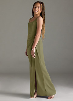 Azazie Mero Junior Pistachio Mermaid Pleated Stretch Satin Dress image4