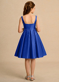 Azazie Jello Girls Formal Flower Girl Dresses Royal Blue Ball-Gown Pleated Matte Satin Dress image2