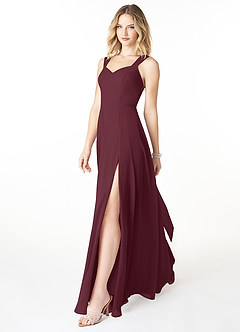 Azazie Julie Bridesmaid Dresses Cabernet A-Line Sweetheart Neckline Chiffon Dress image3