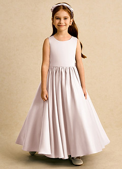 Azazie Nellia vestidos de niña de las flores Vestido de Pétalo De Rosa de Satin Mate de Corte En A con Lazo image5
