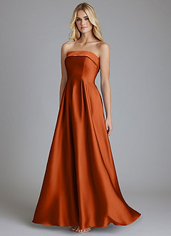 Azazie Lucienne Bridesmaid Dresses Burnt Orange A-Line Strapless Stretch Satin Convertible Dress image3