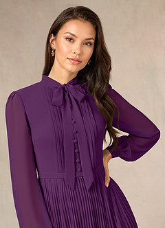 Azazie Adellah Mother of the Bride Dresses Grape A-Line Pleated Chiffon Dress image5