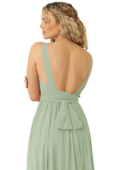 Azazie Kora Bridesmaid Dresses Dusty Sage A-Line Pleated Chiffon Dress image3