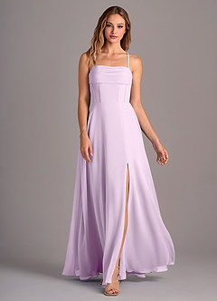 Azazie Carolyn Bridesmaid Dresses Frosted Lilac A-Line Pleated Chiffon Dress image4