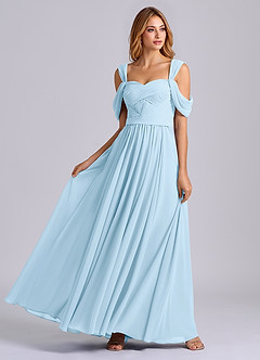 Azazie Koa Brudtärnklänningar Klä av A-Linje i Chiffong Av axeln Himmelsblå image5