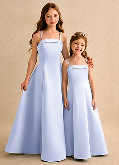 Azazie Izel Girls Formal vestidos de niña de las flores Vestido de Marfil Lavanda de Satin Mate de Corte en A con Plisado image2