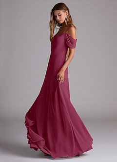 Azazie Marley Bridesmaid Dresses Mulberry A-Line Off the Shoulder Chiffon Convertible Dress image3