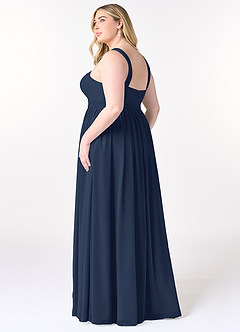 Azazie Elvira Bridesmaid Dresses Dark Navy A-Line Pleated Chiffon Dress image10