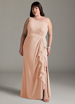 Azazie Liza Bridesmaid Dresses English Rose Mermaid One Shoulder Chiffon Dress image6