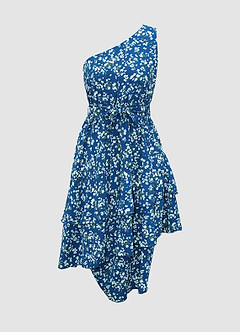 Maynard Blue Floral Print Tiered Midi Dress image5
