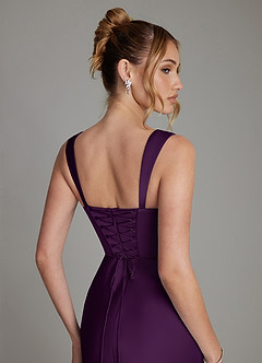 Azazie Agustina Bridesmaid Dresses Grape Mermaid Corset Stretch Satin Dress image6