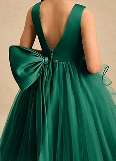 Azazie Savannah Flower Girl Dresses Emerald Ball-Gown Lace Tulle Dress image5