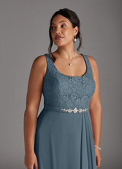 Azazie Ainsling Mother of the Bride Dresses Twilight A-Line Square Neckline Lace Chiffon Dress image13