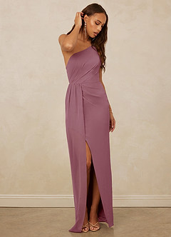 Christian Siriano Bridal for Azazie 1003 Bridesmaid Dresses Vintage Mauve Sheath One Shoulder Chiffon Dress image3