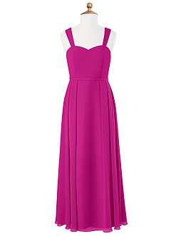 Azazie Simoan Junior Abito A-Line in Chiffon Scollo a Cuore Fucsia image4