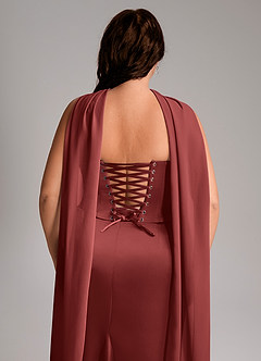 Azazie Sorrel Jurken voor bruidsmeisjes Converteerbaar Jurk van Stretch Satijn met Zeemeermin Strapless Terracotta image5