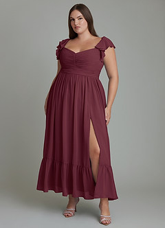 Azazie Anaya Abiti da Damigella Abito A-Line in Chiffon Scollo a Cuore Cabernet image8