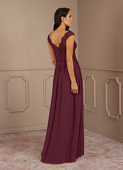 Azazie Amethyst Mother of the Bride Dresses Cabernet A-Line V-Neck Sequins Chiffon Dress image5