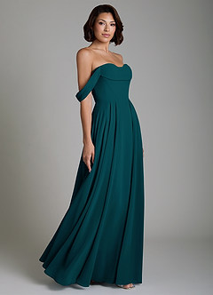 Azazie Loisa Bridesmaid Dresses Pine A-Line Corset Chiffon Convertible Dress image6