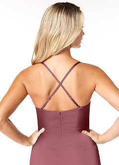 Azazie Marzia Brautjungfernkleider Etui Kutte Gefaltet Stretch-Satin Kleid Wüstenrose image6