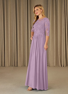 Azazie Mirielle Mother of the Bride Dresses Wisteria A-Line Scoop Lace Chiffon Dress image3