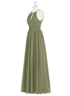 Azazie Cherish Bridesmaid Dresses Pistachio A-Line Pleated Chiffon Dress image8
