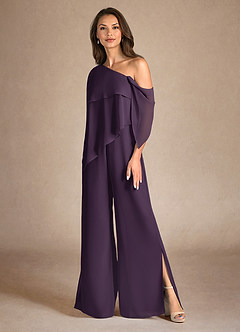 Azazie Halima vestidos de madre de la novia Vestido de Ciruela de Gasa de Mono/Traje de pantalón con Corte Lateral image6