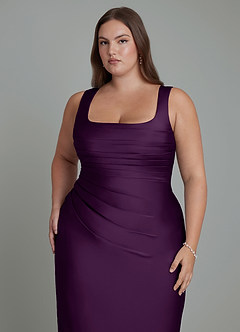 Azazie Agustina Bridesmaid Dresses Grape Mermaid Corset Stretch Satin Dress image12