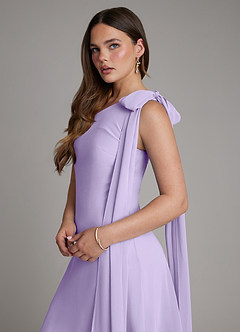 Azazie Monique Bridesmaid Dresses Lilac A-Line One Shoulder Chiffon Dress image5