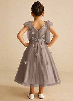 Azazie Minia Flower Girl Dresses Taupe A-Line Bow Matte Satin Dress image6