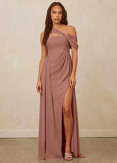 Christian Siriano Bridal for Azazie 1014 Bridesmaid Dresses Cedar Rose A-Line Off the Shoulder Chiffon Dress image4