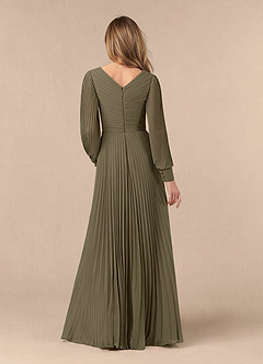 Azazie Zina Kleider für die Brautmutter A-Linie Plissee Chiffon Kleid Weidengrün image4