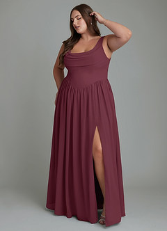 Azazie Novi Bridesmaid Dresses Cabernet A-Line Pleated Chiffon Dress image9