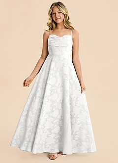 Azazie Bear Junior White A-Line Pleated Floral Burnout Dress image5