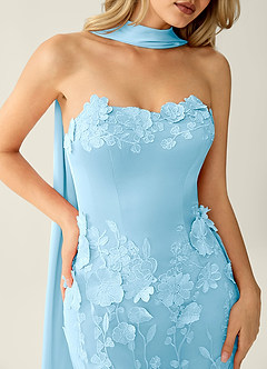 Wrensincia Sky Blue 3D Flower Lace Satin Prom Dress image5