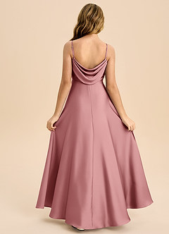 Azazie Bug Junior Dusty Rose A-Line Pleated Stretch Satin Dress image2