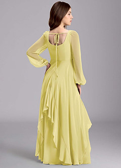 Azazie Clara Junior Lemon Sorbet A-Line Blouson Chiffon Dress image8