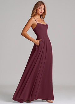 Azazie Elle Bridesmaid Dresses Cabernet A-Line Pleated Chiffon Dress image5