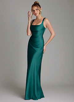 Azazie Agustina Brudepigekjoler Havfrue Korset Stræk satin Gulv-længde Kjole image5