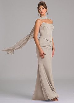 Azazie Sorrel Bridesmaid Dresses Frost Mermaid Corset Chiffon Dress image3