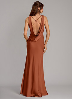 Azazie Cheryl Bridesmaid Dresses Cedar Rose Mermaid Stretch Satin Dress image1